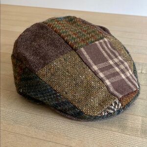 Vintage Patchwork Donegal Tweed Hats of Ireland Castlebar Wool Newsboy Flat Cap